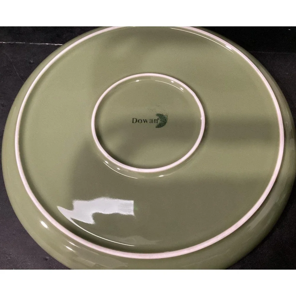 Dowan‎ Cream Dinner Plates, Set of 2, Green Underside, Replacement Dinnerware